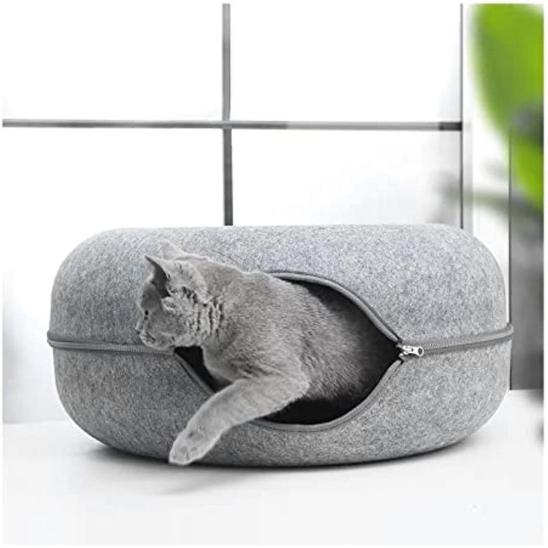 round cat tunnel bed